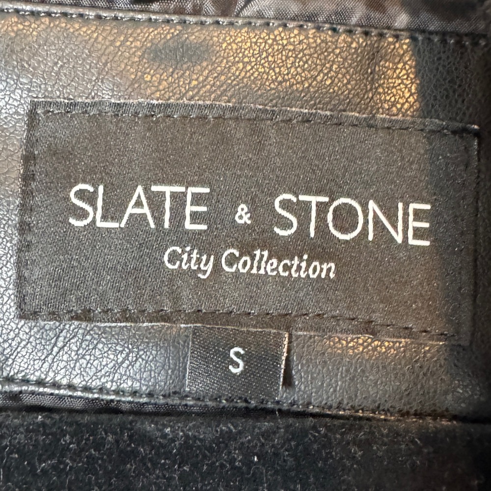 Slate & Stone Jacket Mens Small Varsity Faux Leather City Collection Bomber NEW - Picture 4 of 10